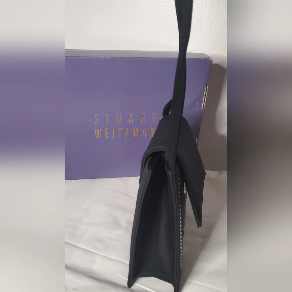 NWT STUART WEITZMAN-Small-black Fabric bag -magnetic snap crossbody evening bag - Picture 8 of 13